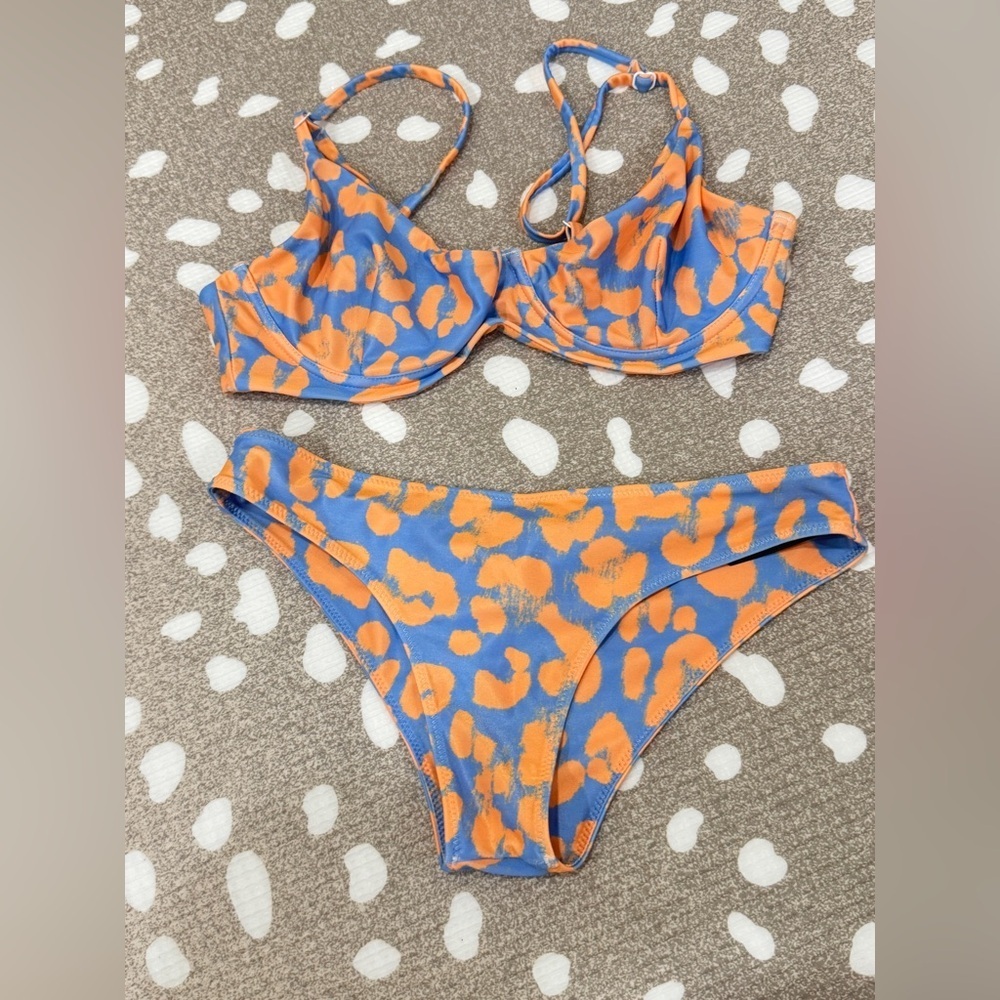 Blackbough Swim Bikini set Splash top bottoms cheeky baby blue willow moderate - Picture 2 of 6